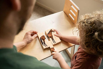 Wooden Animal Chunky Puzzles for Toddlers 2+ Years - Montessori 4 in 1 Farm Animal Block Puzzle Toy