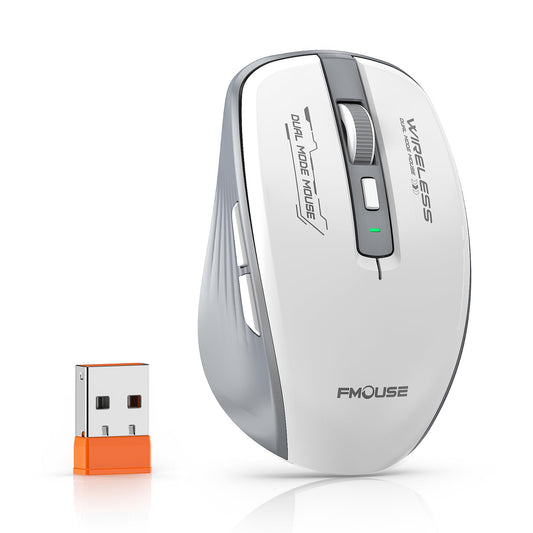 FMOUSE Silent Wireless Mouse, Dual Mode Bluetooth 2.4G, AA Battery Powered
