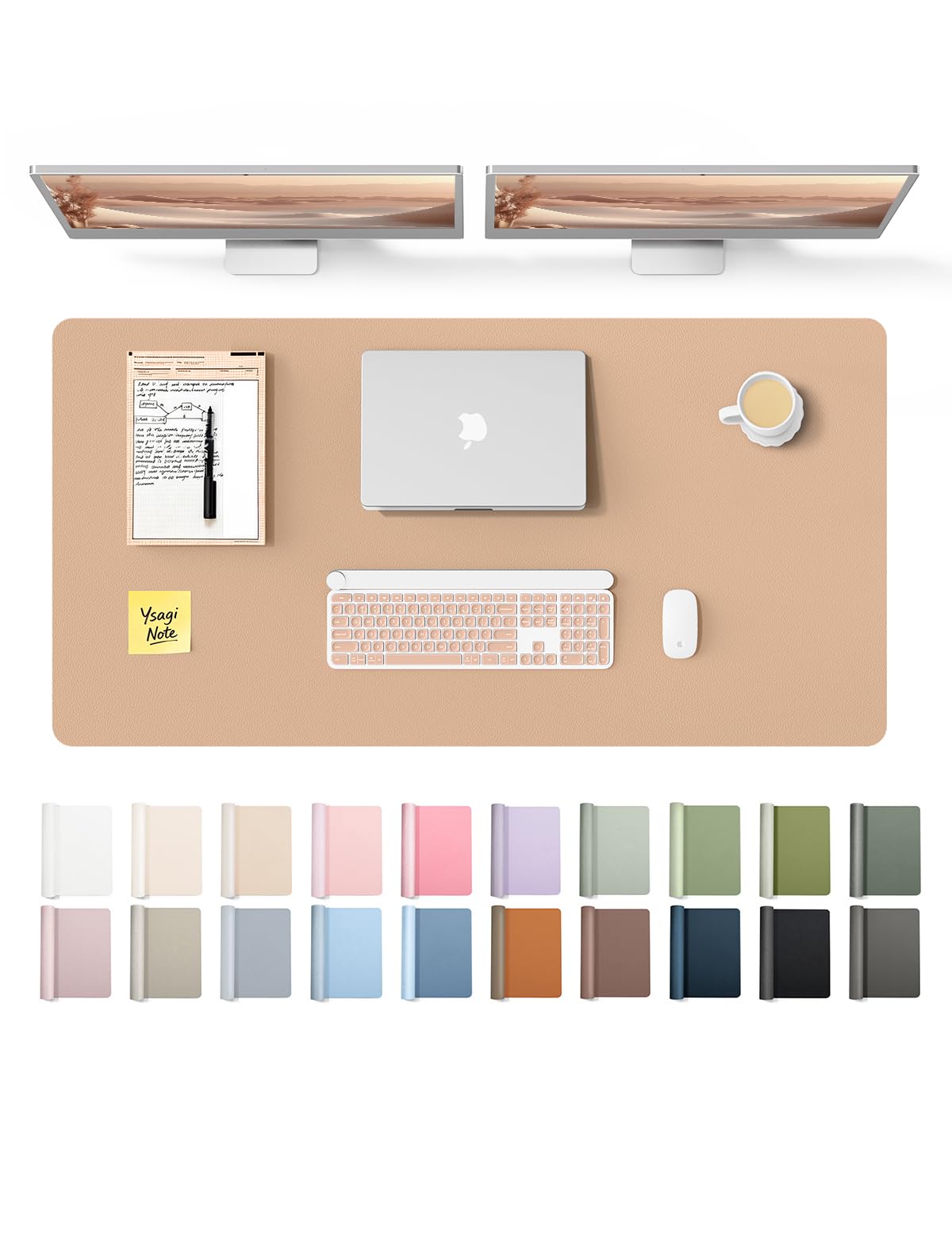 YSAGi Leather Desk Protector, Office Mat, Large Mouse Mat, Non-Slip PU Leather Blotter, Laptop Desk Pad, Waterproof Writing Pad for Office and Home (Brown, 47.2" x 23.6")