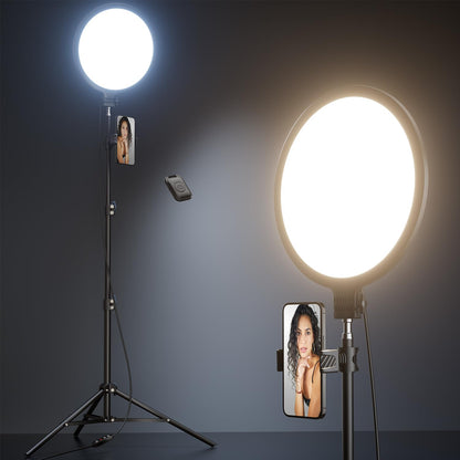 Weilisi 10.2" Ring Light with 69" Tripod Stand and Phone Holder Kit, Full-Screen Zoom Light for Video Recording, Makeup, Live Stream, Dimmable LED Selfie Ring Light Tripod for iPhone with Remote