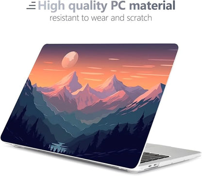 Batianda Design Case for M1 MacBook Air 13 Inch Model A2337 A2179 A1932 2021 2020 2019 Release,3D Painted Landscape Series Hard Shell with Keyboard Cover & Screen Protector, Sunset