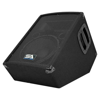 Seismic Audio - SA-10MT-PW-Pair - Pair of Powered 2-Way 10" Floor / Stage Monitor Wedge Style with Titanium Horns