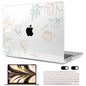 MEEgoodo Case for M5/M4/M3/M2 MacBook Air 13 inch 2026 2025 2024 2022, Fit Model A3449/A3240/A3113/A2681, Case Compatible with MacBook Air 13.6-inch, Gold Flowers Lilies