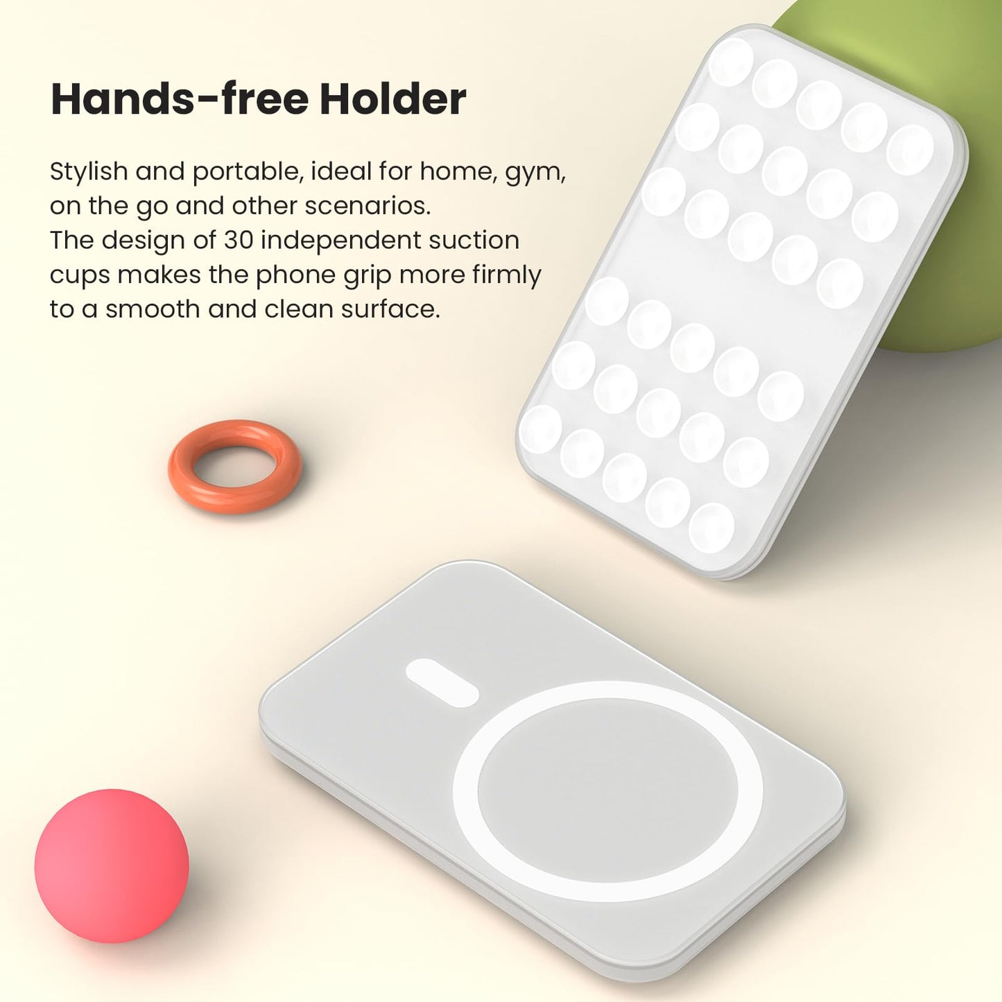 Patented Magnetic Sticky Phone Suction Grip Mount for MagSafe Case,Magnet Silicone Portable Stand Holder for iPhone 16/15/14/13/12 Series and Android, Hands-Free Selfies and Videos