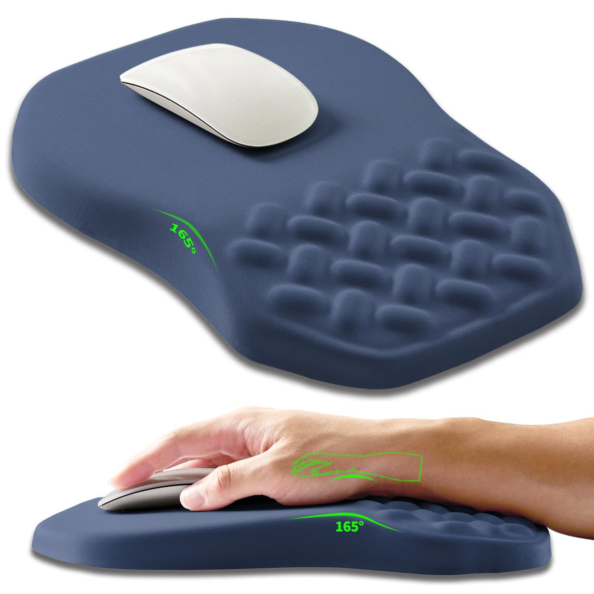 Armanza Ergonomic Slope Mouse Pad Wrist Support, Wrist Rest Mousepad for Carpal Tunnel Pain Relief with Massage Bulge and Slow Rebound Memory Foam (12x8 inch, Black Contour Lines)