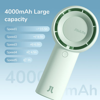 JISULIFE Portable Handheld Turbo Fan Rechargeable 4000mAh 5-Speed (Green)