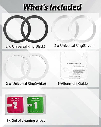 Metal Rings 6PCS,Ultra-Thin(0.4mm) for MagSafe Sticker,Magnetic Adapter,Phone Cases & Wireless Charger,Compatible with iPhone 16/15/14/13/12,Galaxy S24/S23/S22/Kindle,for Mag Safe Accessories