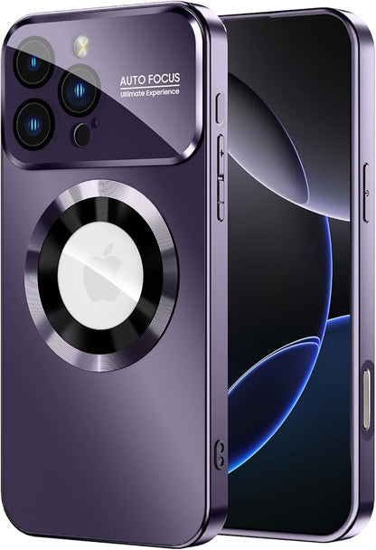 Magnetic for iPhone 16 Pro Max Case, Compatible with MagSafe, Built-in Camera Lens Protector, Logo View, Military Grade Drop Protection Phone Cover, Purple