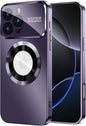 Magnetic for iPhone 16 Pro Max Case, Compatible with MagSafe, Built-in Camera Lens Protector, Logo View, Military Grade Drop Protection Phone Cover, Purple