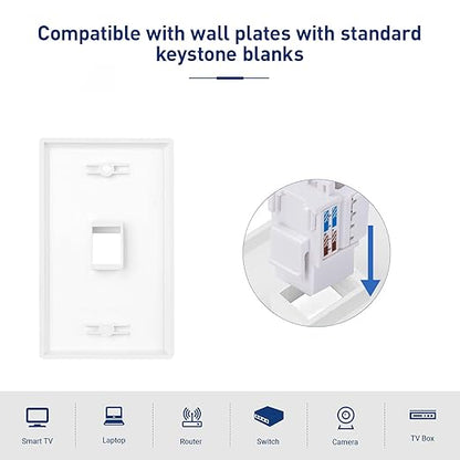 25-Pack 10Gbps Cat6 Keystone Jacks, RJ45 Keystone Jack, Ethernet Keystone Jack in White with Punch Down Tool and Punch Down Stand Tool