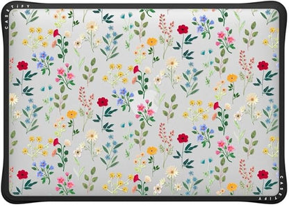 CASETiFY Impact MacBook Air 13" (M1/Intel) Case [Cushioned Impact Corners/Scratch-Resistant/Anti-Slip Grip] - Spring Botanicals 2 - Clear Black