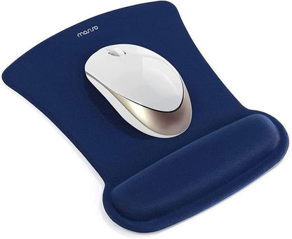 MOSISO Wrist Rest Support for Mouse Pad & Keyboard Set, Ergonomic Mousepad Non-Slip Base Home/Office Pain Relief & Easy Typing Cushion with Neoprene Cloth & Raised Memory Foam, Navy Blue