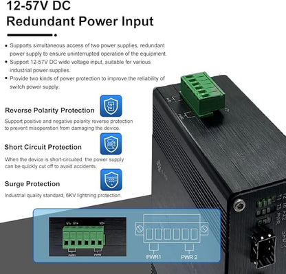 Industrial 8-Port Gigabit Ethernet Switch DIN Rail/Wall-Mount 8 port RJ45 10/100/1000Mbps Unmanaged DIN-Rail Switch Hardened 10 Ports Ethernet Fiber Switch with 2 SFP Fiber ports