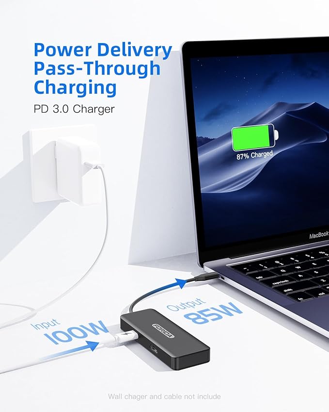 USB C Hub, 7 Ports USB C MultiPort Adapter for MacBook Pro/Air, Type C to HDMI Dongle with 4K HDMI, 1 USB 3.2 Up to 10Gbps, 2 USB 2.0, 100W PD, SD/TF for iPhone 15/16 and Other Type C Devices