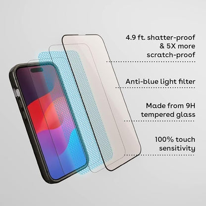 CASETiFY Impact Anti-Blue Light Screen Protector [Strengthened 9H aluminosilicate glass, applicator included] for iPhone 16 Pro Max