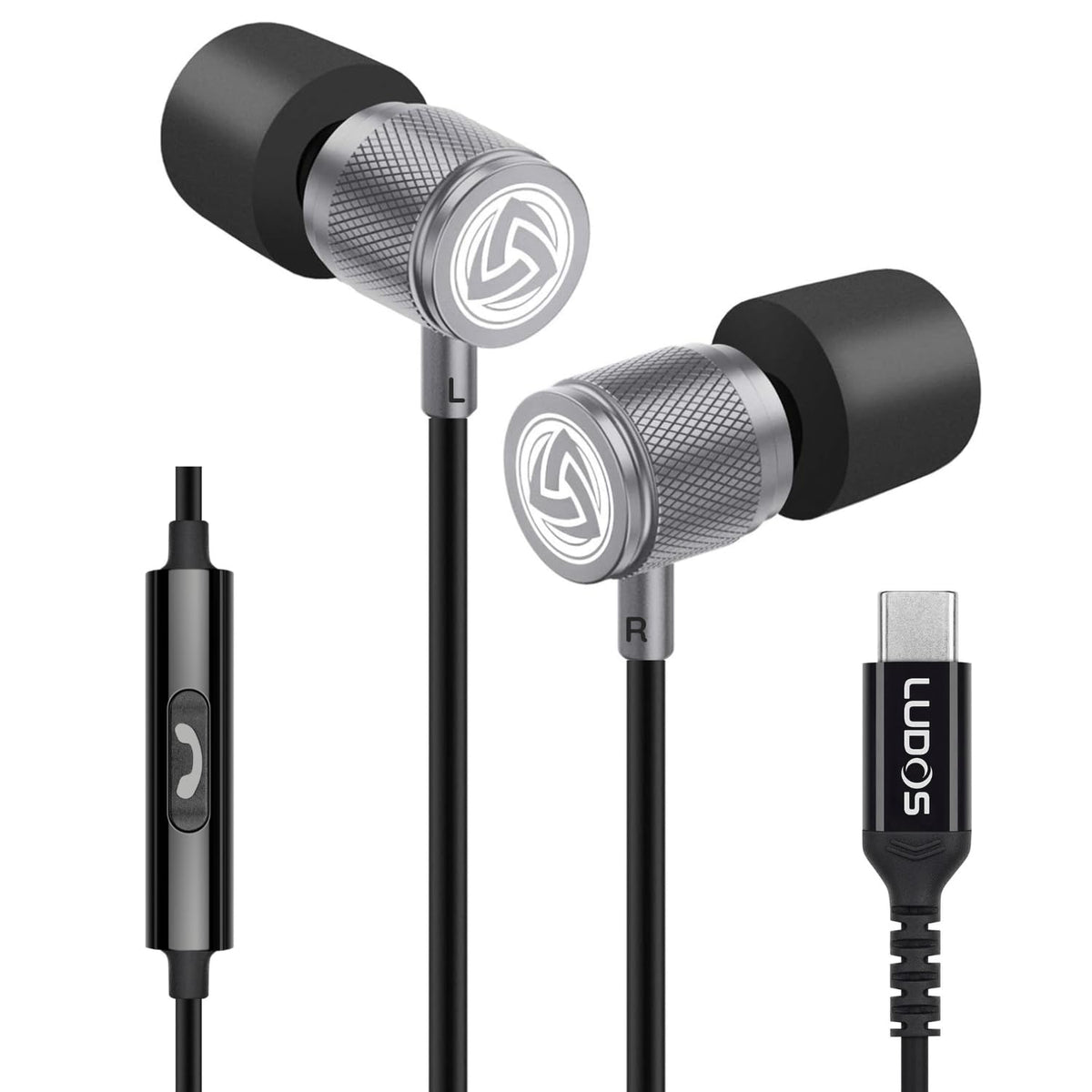 LUDOS Ultra Wired Earbuds in-Ear Headphones, 5 Years Warranty, Earphones with Mic, Noise Isolating Ear Buds, Memory Foam for iPhone, Samsung, School Students, Kids, Women, Small Ears - Turquoise