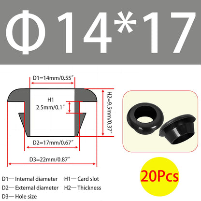 Qrity 20x Rubber Grommets ID 14mm Mount 17mm for Cable