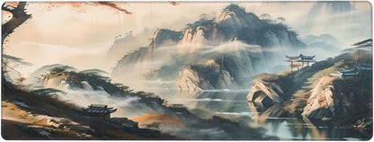 Large Mouse Pads Anime Landscape Mountain Wilderness Wonderland Non-Slip Rubber Base Gaming Mousepad, Keyboard and Mouse Pad with Stitched Edges,PC Desk Mat for Game,Work,Office(31.5"*11.8")