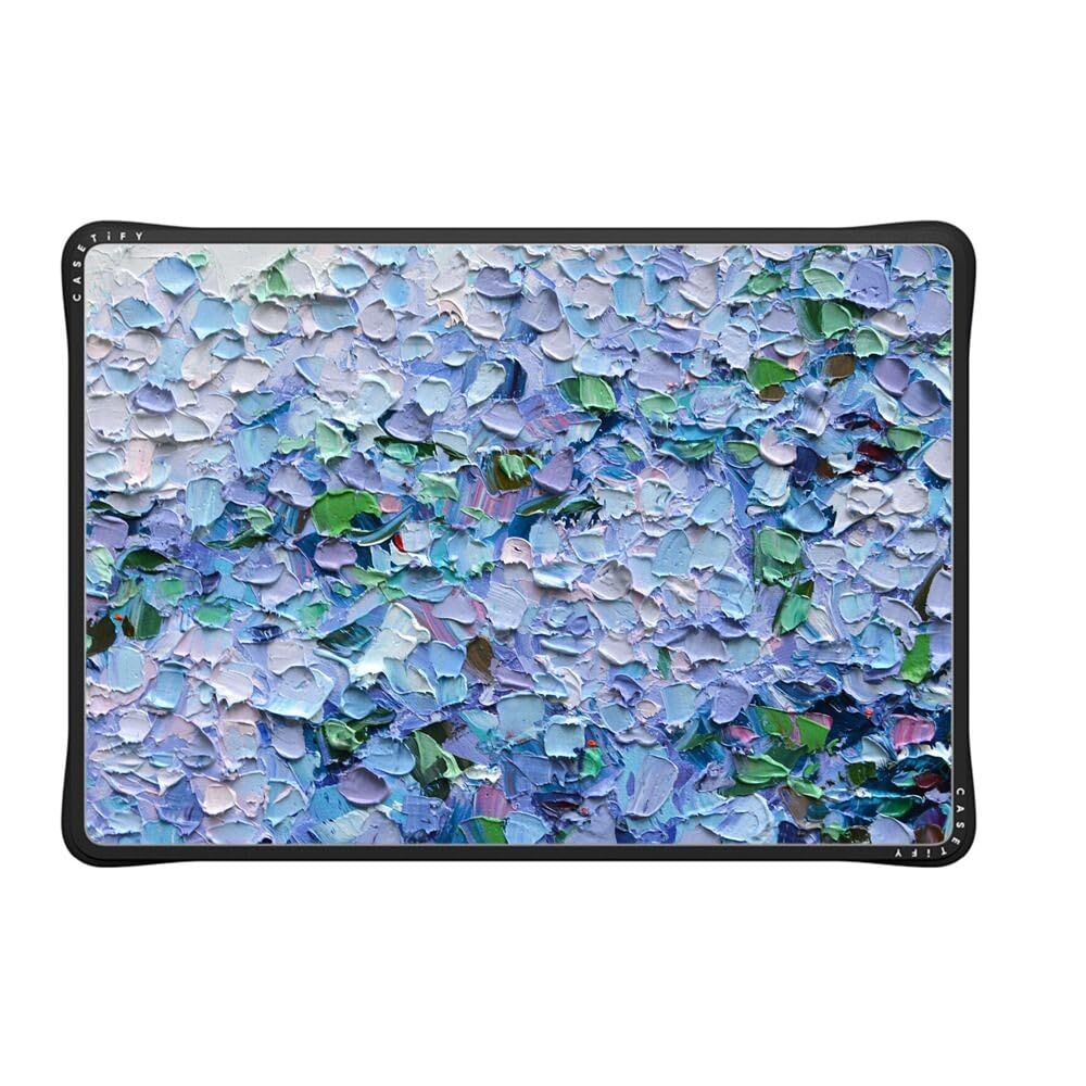 CASETiFY Impact MacBook Air 15" (M2-M5) Case [Cushioned Impact Corners/Scratch-Resistant/Anti-Slip Grip] - Nantucket Blue Hydrangeas - Clear Black