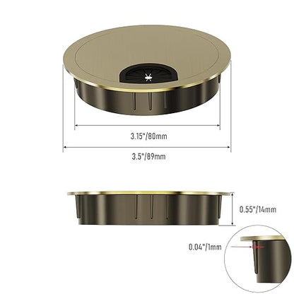 Desk Grommet 3-1/8 Inch 80mm, Zinc Alloy Computer Desk Wire Hole Cover, Office Desktop Cord Cable Hole Metal Ring, Bronze Tone