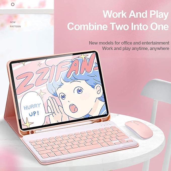AnMengXinLing Keyboard Case for iPad mini 7th(A17 Pro) 2024/Mini 6th Generation with Mouse,Case for iPad mini7/mini6 with Detachable Wireless Keyboard Pencil Holder Slim Smart Cover, Teal