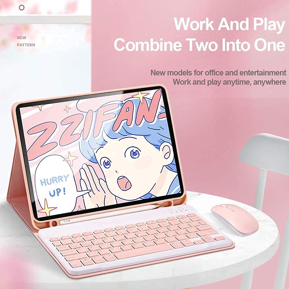 Keyboard Case for iPad Mini 7th(A17 Pro) 2024/Mini 6th Generation with Mouse,Case for iPad mini7/mini6 with Detachable Wireless Bluetooth Keyboard Pencil Holder Slim Smart Cover, Sky Blue