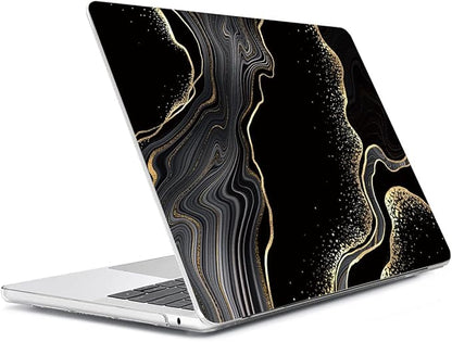 Compatible with MacBook Air 13 inch Case 2025 2024-2022 M4 A3240 M3 A3113 M2 A2681, Plastic Hard Shell&Keyboard Cover&Screen Film&Webcam Cover for MacBook Air 13.6 inch Case, Black Marble