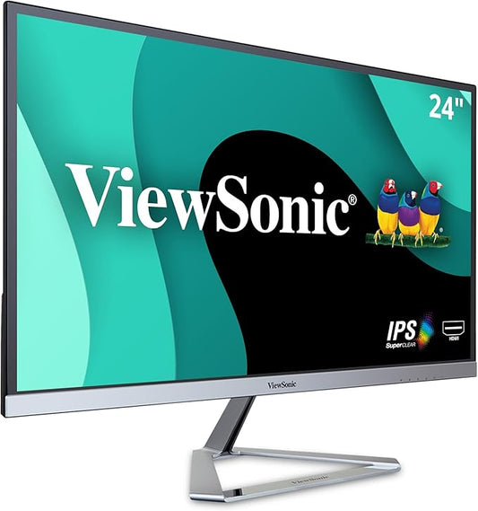 ViewSonic VX2476-SMHD 24 Inch 1080p Monitor, IPS Display with FreeSync and Eye Care Technology for Home and Office Entertainment, Ultra-Thin Bezels, DisplayPort, HDMI, and VGA Inputs