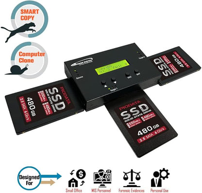 Vinpower 1 to 2 SATA 2.5" & 3.5" Hard Disk Drive/Solid State Drive (HDD/SSD) Clone Duplicator and DOD Level Eraser