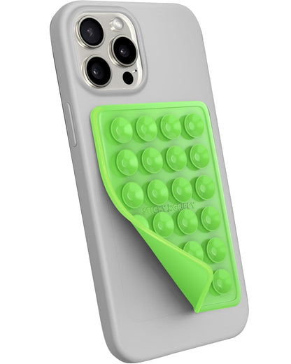 StickyGrippy Suction Phone Case Mount, Sillicon Adhesive Phone Accessory for iPhone and Android, Hands-Free Strong Grip Mirror Shower Phone Holder, Tiktok Videos and Selfies (Green)