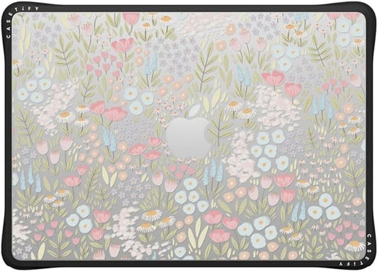 CASETiFY Impact MacBook Air 13.6" (M2-M4) Case [Cushioned Impact Corners/Scratch-Resistant/Anti-Slip Grip] - Eleanor - Clear Black