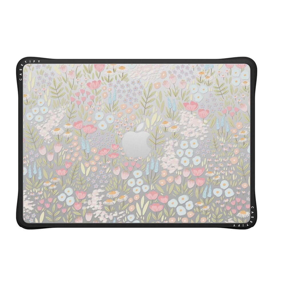 CASETiFY Impact MacBook Air 13.6" (M2-M5) Case [Cushioned Impact Corners/Scratch-Resistant/Anti-Slip Grip] - Eleanor - Clear Black