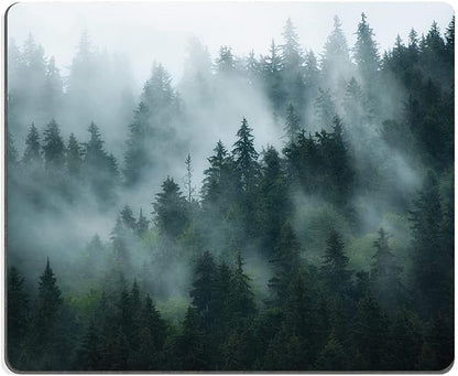 Hokafenle Mouse Pad, Square Personalized Computer Mouse Pads with Natural Design, Washable Mouse Mat, Gaming Office Home Non-Slip Rubber Base Mousepad, Misty Forest
