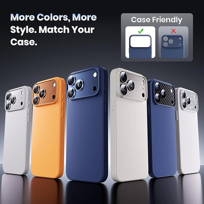Hoerrye for iPhone 17 Pro Camera Lens Protector - [12FT Shatterproof Military Grade] [Strong Adsorption] Top 9H+ Tempered Glass Camera Screen Full Protective Cover Case Friendly,Deep Blue