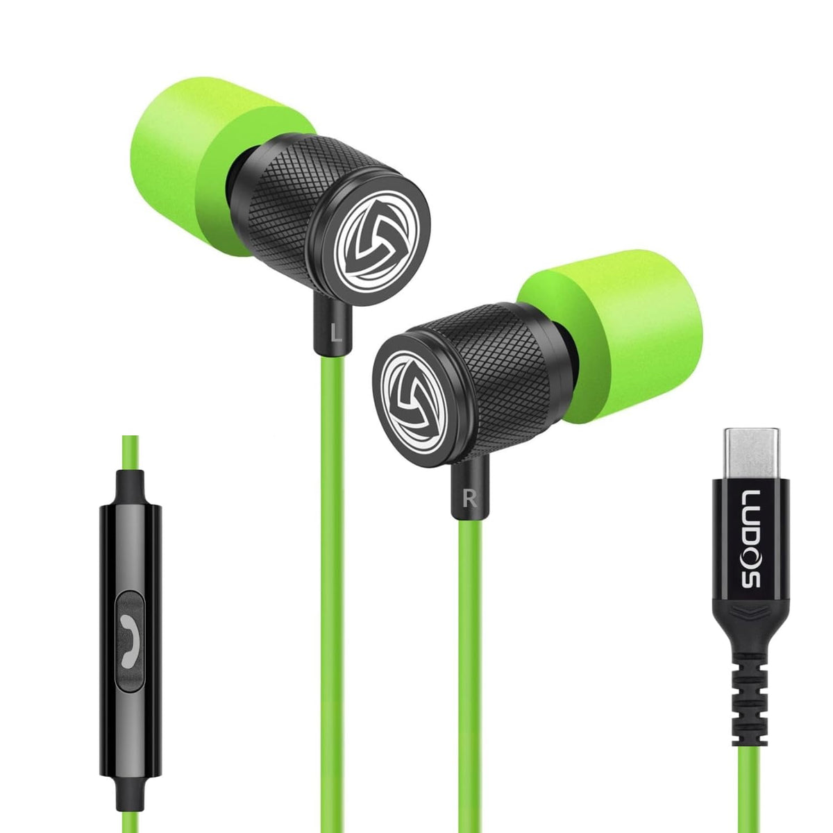 LUDOS Ultra Wired Earbuds in-Ear Headphones, 5 Years Warranty, Earphones with Mic, Noise Isolating Ear Buds, Memory Foam for iPhone, Samsung, School Students, Kids, Women, Small Ears - Turquoise