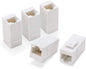 Rapink RJ45 Coupler Inline Adapter Keystone, Female to Female Network Connector 5 Pack for Ethernet Cat6/Cat5e/Cat5 Cable Extender with Gold Plated White