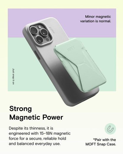 MOFT Magnetic Wallet Stand Compatible with iPhone 17/16/15/14/13/12 Series, Angle Adjustment & Magsafe Compatible MOVAS Phone Stand,Peppermint