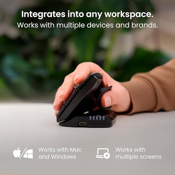 Contour Unimouse Ergonomic Vertical Mouse – Adjustable 35°-70° Angle, Customizable Thumb Rest, Rechargeable Battery with Long Life, 6 Programmable Buttons, Ideal for All Day Comfort and Pain Relief 
