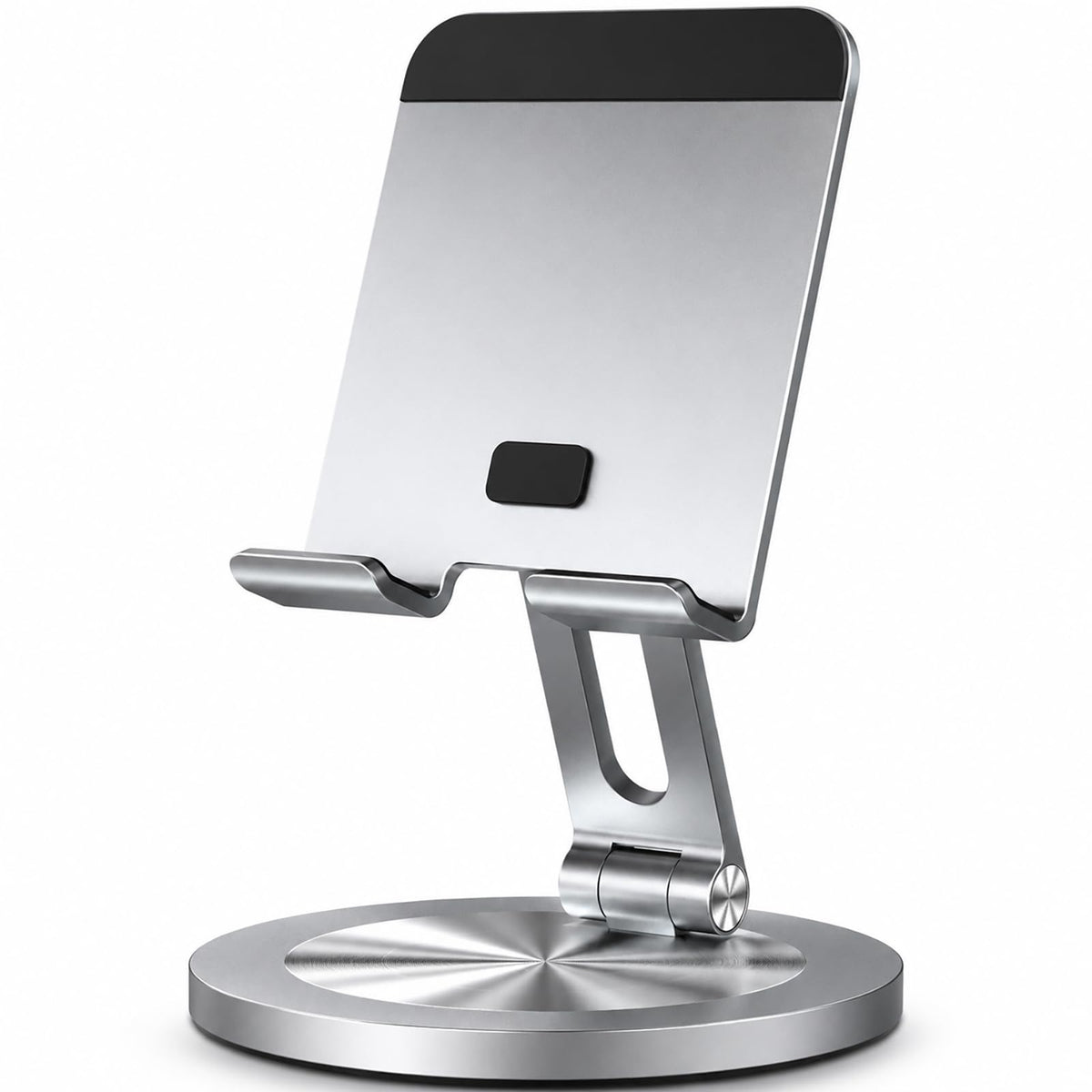 YCNEW Phone Stand for Desk, 360° Rotating Dual Adjustable Foldable Cell Phone Holder, Heavy Solid All-Aluminum Base Anti-Slip Stable Support for Home Office Study, Fits iPhone Galaxy 4-8" Phones