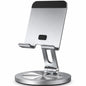 YCNEW Phone Stand for Desk, 360° Rotating Dual Adjustable Foldable Cell Phone Holder, Heavy Solid All-Aluminum Base Anti-Slip Stable Support for Home Office Study, Fits iPhone Galaxy 4-8" Phones