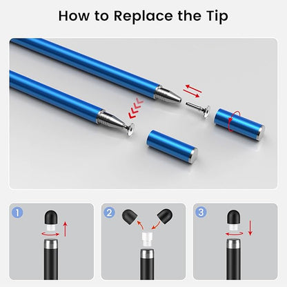 MEKO 4 Pack Stylus Pens for Touchscreens, 2-in-1 High Sensitivity&Precision Capacitive Stylus Pens for iPad iPhone Android Smartphone Tablets All Touchscreen Devices(4 Stylus + 12 Tips)