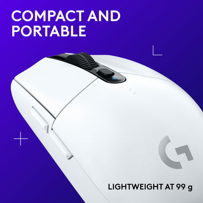 Logitech G305 Lightspeed Wireless Gaming Mouse, Hero Sensor, 12,000 DPI, Lightweight, 6 Programmable Buttons, 250h Battery, On-Board Memory, Compatible with PC, Mac - White