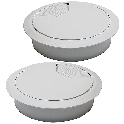 Desk Grommet 3-1/8" (80 mm), Desk Cord Hole Cover, Light Grey 2 Pcs