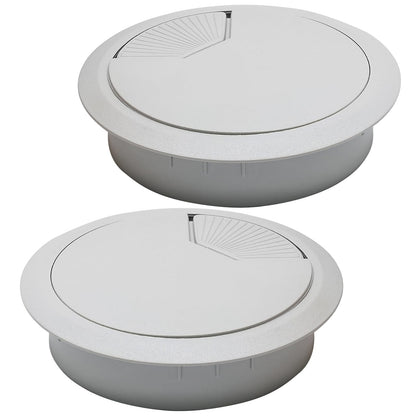Desk Grommet 3-1/8" (80 mm), Desk Cord Hole Cover, Light Grey 2 Pcs