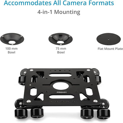 PROAIM Breeza Video/Film Solid Camera Dolly Slider with Track End. Adapts Mitchell, Flat, 75mm & 100mm Camera Heads & Light Cranes. Overslung/Underslung Operations - Hi-hat/Low-hat Mode (DL-BRZA-01)