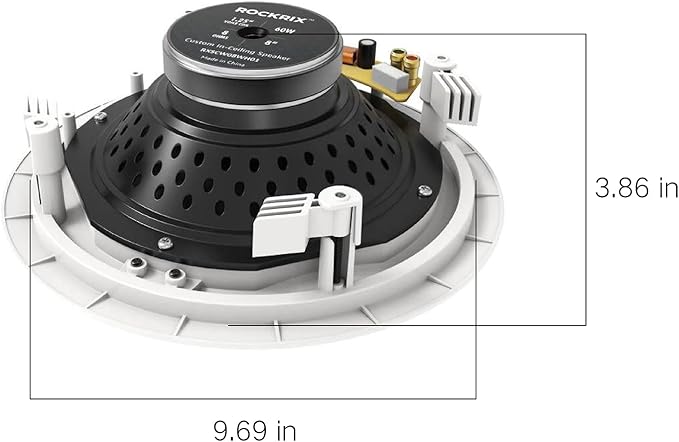 Audio 3-Way Premium in-Ceiling 8" Round Speaker, Dual 1-inch Silk Dome Tweeters, 9.5 Inch Cutout Diameter, Each, White