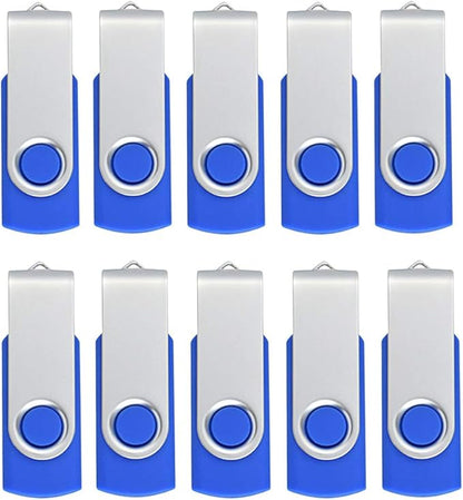 Aiibe 2GB Flash Drive USB Flash Drive Thumb Drives 2G USB 2.0 Memory Stick Wholesale/Lot/Bulk (2GB, 10 Pack, Blue)