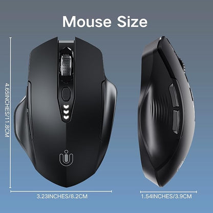 Bluetooth Mouse,[Upgraded] Rechargeable Wireless Mouse (BT 5.0/4.0+2.4G Hz),Computer Mouse with Visible Battery Level, 4 Adjustable DPI, Portable PC Mouse for MacBook Chromebook,Black
