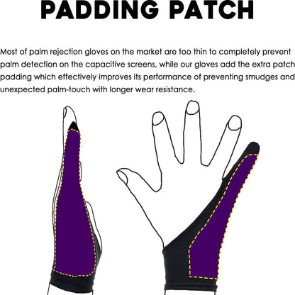 AKX Artist Glove Small - 2 Pack Palm Rejection Drawing Gloves for Graphic Tablet, iPad - Smudge Guard, Reduce Friction, 1-Finger, Elastic Lycra, Good for Left and Right Hand, Black | AK-01