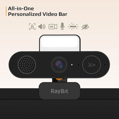 5-in-1 Design 4K Webcam with Speaker and Microphone, Built-in Light, Privacy Cover, AI Auto-Framing Cam, Computer USB C Web Camera for PC, Desktop, Laptop, Mac, Streaming, Video Conference
